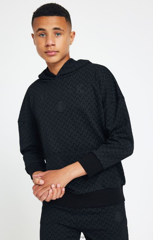 Rapazes vestuário 6884ZR288 SikSilk x moletom com capuz oversized preto messi