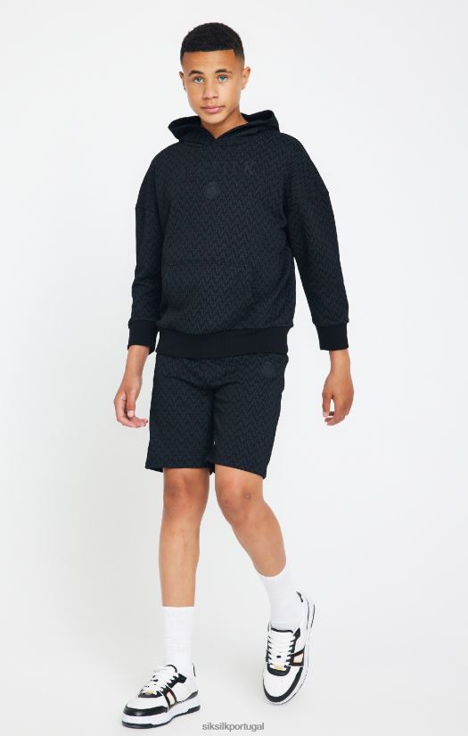 Rapazes vestuário 6884ZR288 SikSilk x moletom com capuz oversized preto messi