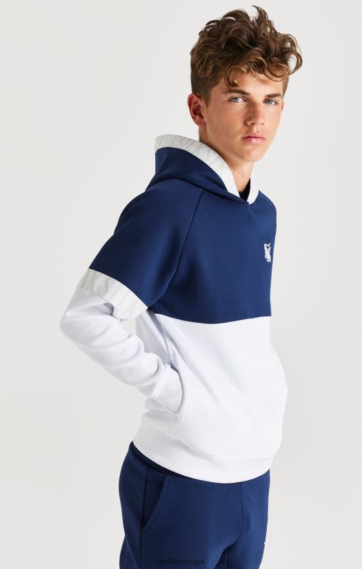 Rapazes vestuário 6884ZR292 SikSilk moletom com capuz dinâmico - azul marinho e branco